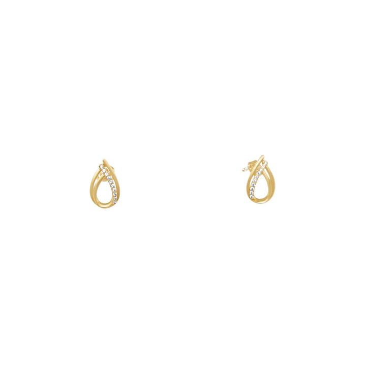 Image of Earrings. Productname: Pear Shape Stud Earrings with Cubic Zirconia in 9kt Yellow Gold in Gold colour by brand - Bevilles