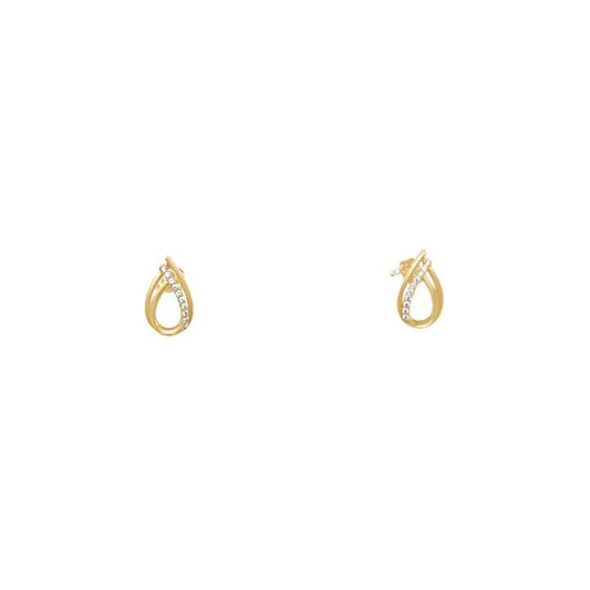 Image of Earrings. Productname: Pear Shape Stud Earrings with Cubic Zirconia in 9kt Yellow Gold in Gold colour by brand - Bevilles