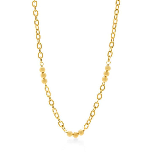 Image of Necklaces. Productname: Serene Bead Chain Necklace 45cm in 9kt Yellow Gold in Gold colour by brand - Bevilles