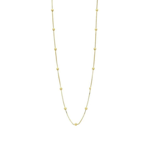 Image of Necklaces. Productname: 9kt Yellow Gold Silver Infused Chain And Ball Necklace 50cm in Gold colour by brand - Bevilles