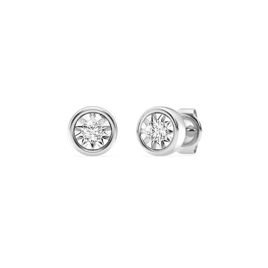 Image of Earrings. Productname: Mirage Stud Earrings with 0.50tw of Laboratory-Grown Diamonds in Sterling Silver and Platinum in Diamond colour by brand - Bevilles