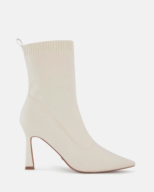 Image of Boots. Product name - Kroc Women's Boot High Heel CREAM KNIT Novo Boots in Cream Knit colour by brand - NOVO