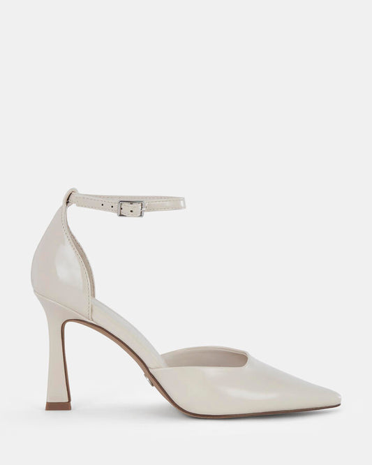 Image of Shoes. Product name - Itzel Women's Court High Heel CREAM PATENT Novo Court in Cream Patent colour by brand - NOVO