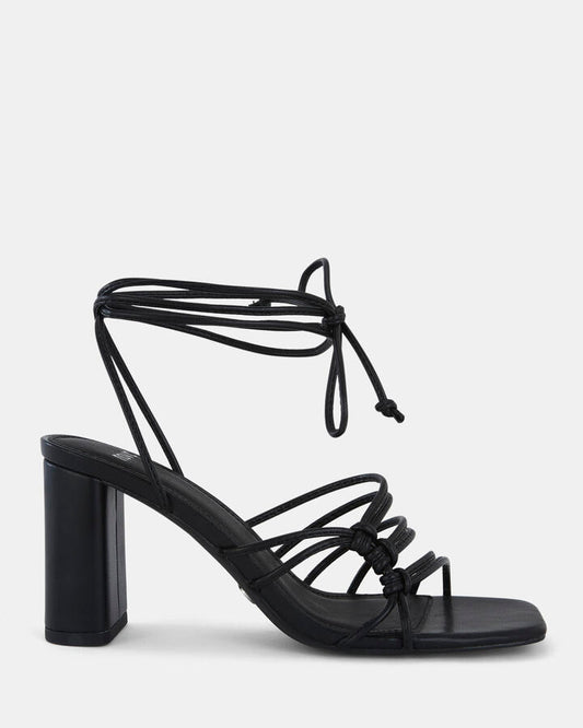 Image of Sandals. Product name - Milano Women's Strappy High Heel BLACK Novo Sandals in Black colour by brand - NOVO