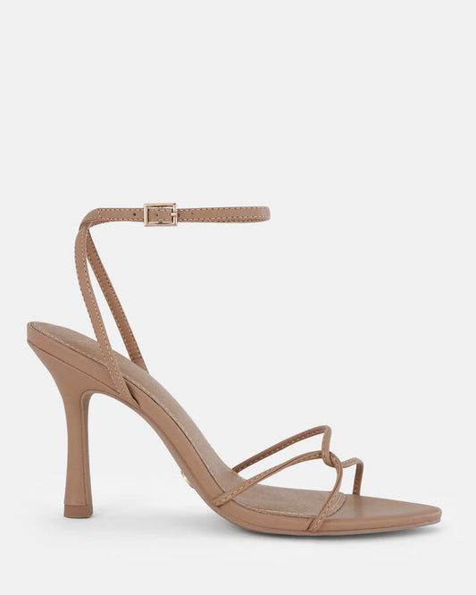 Image of Sandals. Product name - Madesimo Women's Strappy High Heel CAMEL Novo Sandals in Camel colour by brand - NOVO
