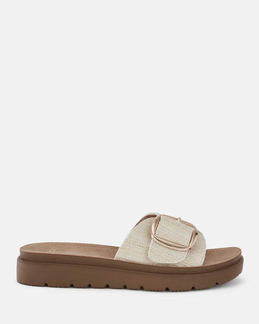 Image of Sandals. Product name - Stori Women's Thongs METALLIC LINEN Novo Thongs in Metallic Linen colour by brand - NOVO