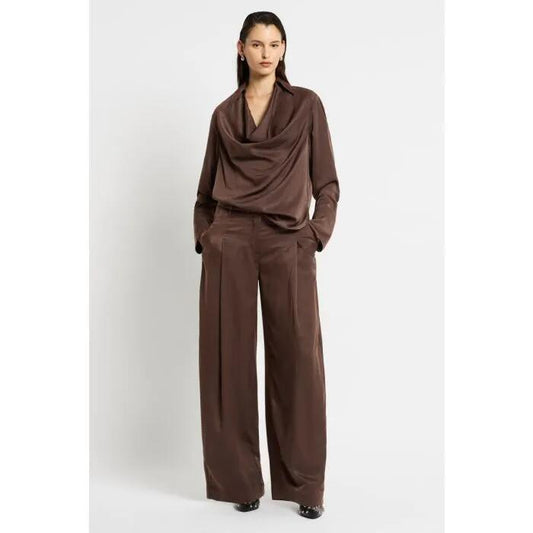 Image of a model wearing Pants. Productname: Sweet Disposition Pant in CAROB colour by brand - sass and bide