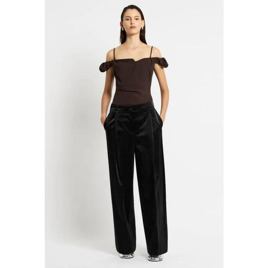 Image of a model wearing Pants. Productname: The Deviation Pant in Black colour by brand - sass and bide