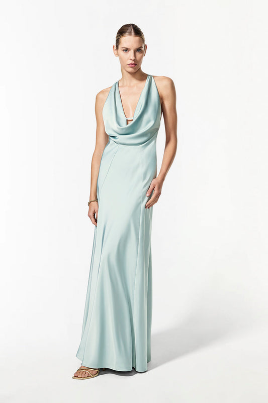 Image of Dresses. Product name - Charmed Cowl Slip Dress in Minted Sage colour by brand - MANNING CARTELL