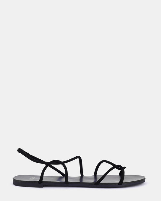 Image of Sandals. Product name - True Women's Strappy Flat BLACK Novo Sandals in Black colour by brand - NOVO