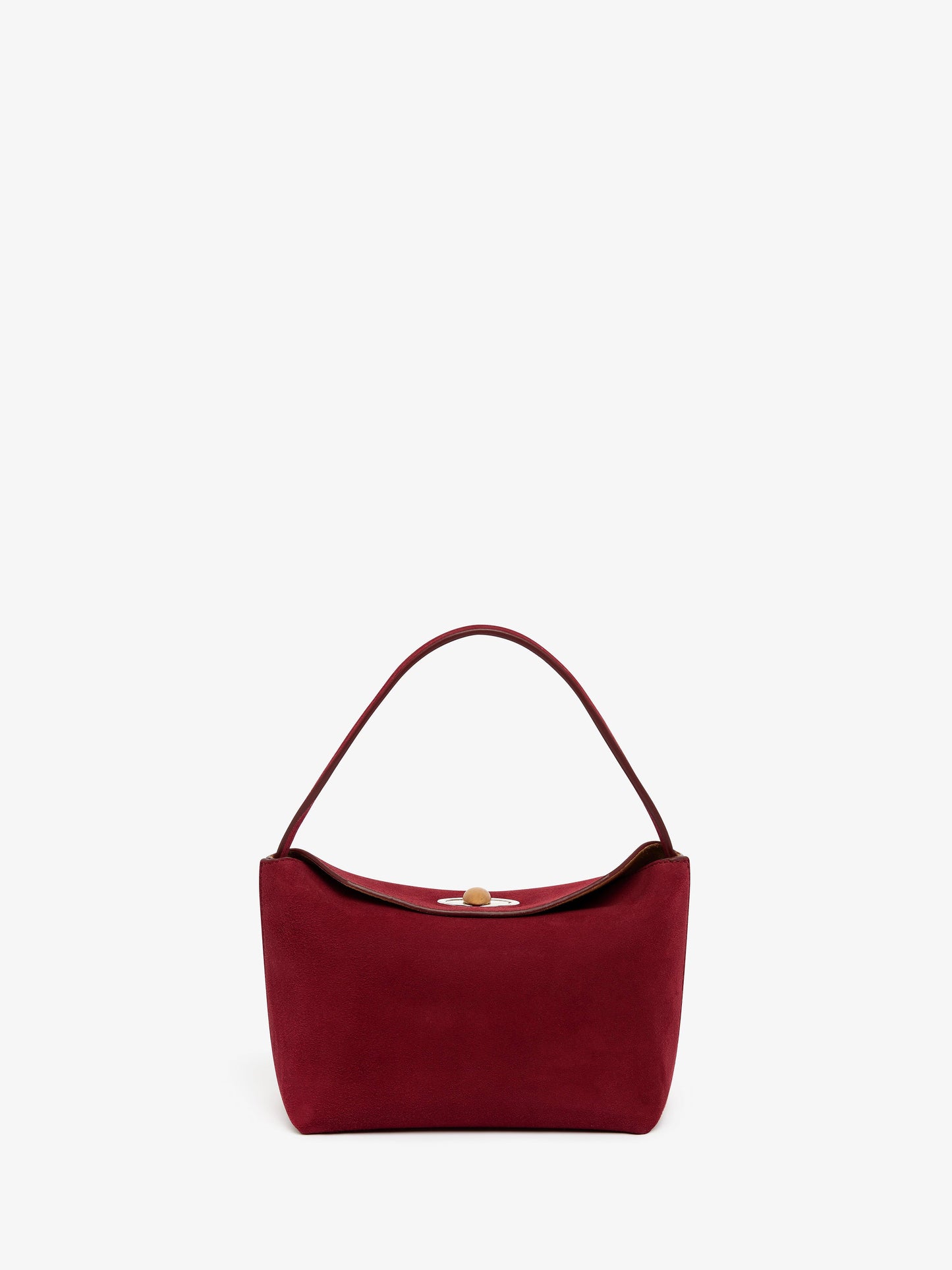 Image of Bags. Productname: CHRISTOPHER ESBER Turnlock Suede Mini Bag in Wine colour by brand - CHRISTOPHER ESBER