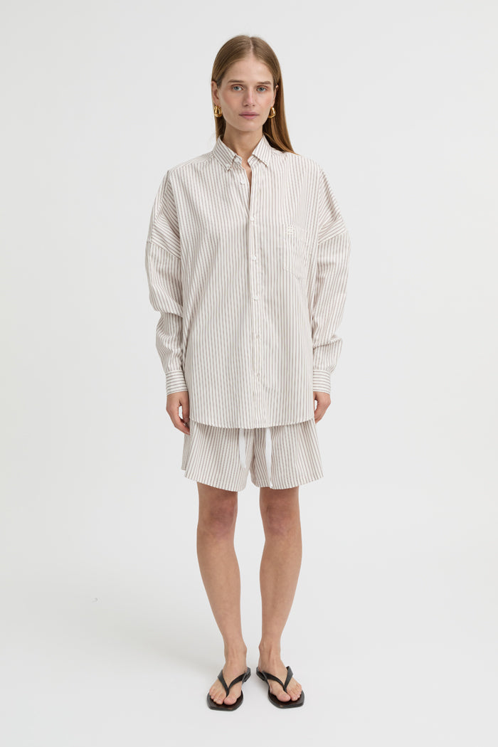 Image of Shirts. Product name - Nova Shirt Beige in Beige colour by brand - Blanca Studio