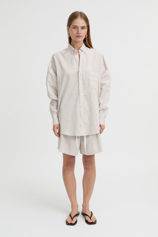 Image of Shirts. Product name - Nova Shirt Beige in Beige colour by brand - Blanca Studio