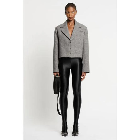 Image of a model wearing Outerwear. Productname: Chamba Jacket in Grey Marle colour by brand - sass and bide