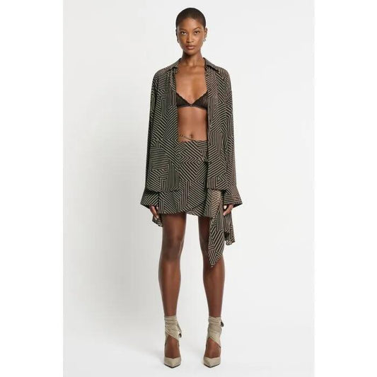 Image of a model wearing Tops. Productname: Fiero Shirt in Stripe colour by brand - sass and bide