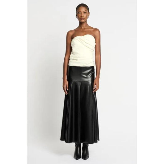 Image of a model wearing Tops. Productname: Age Of Anaconda Bustier in Cream colour by brand - sass and bide
