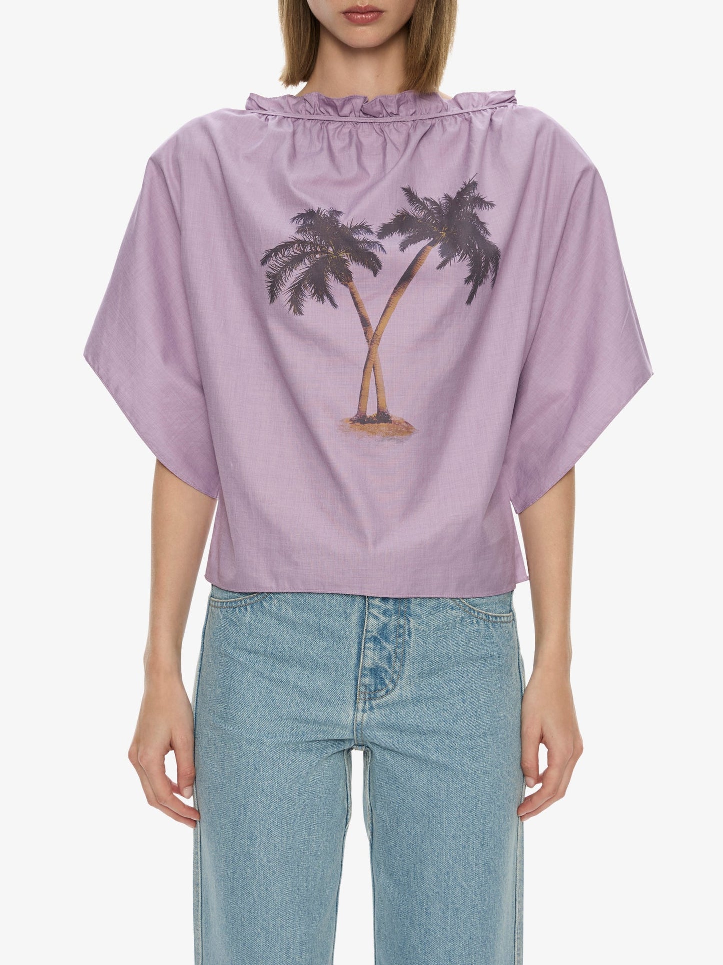 CHRISTOPHER ESBER Mirage Palm Poplin Top (Lilac)