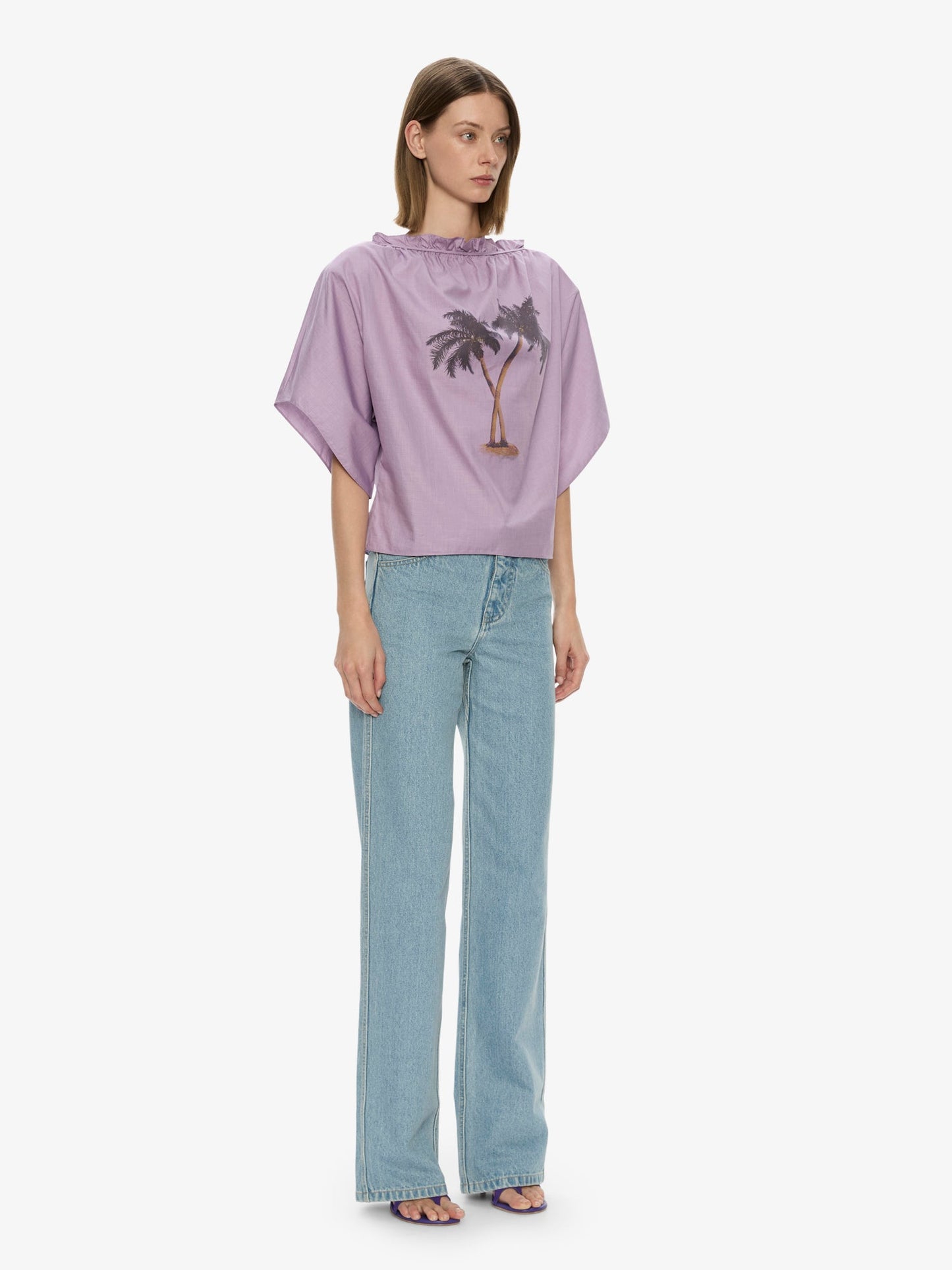 CHRISTOPHER ESBER Mirage Palm Poplin Top (Lilac)