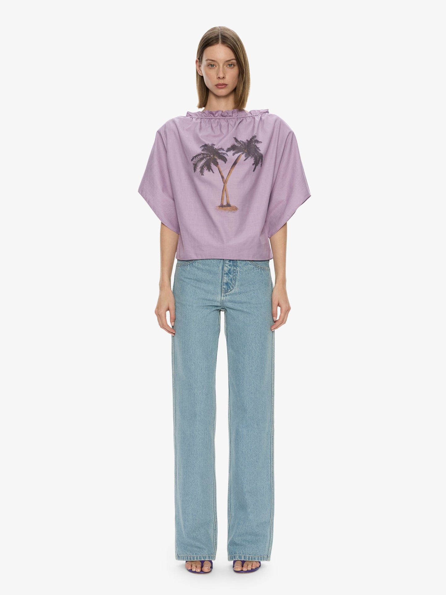 CHRISTOPHER ESBER Mirage Palm Poplin Top (Lilac)