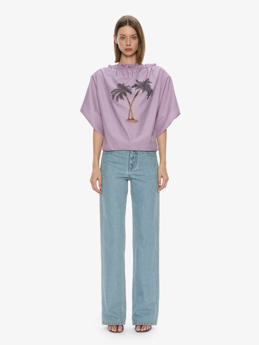 CHRISTOPHER ESBER Mirage Palm Poplin Top (Lilac)
