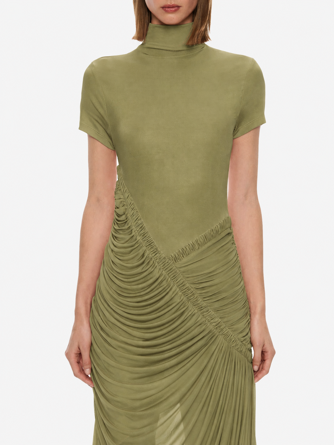 CHRISTOPHER ESBER Fusion Ruched Ripple Dress (Fennel)