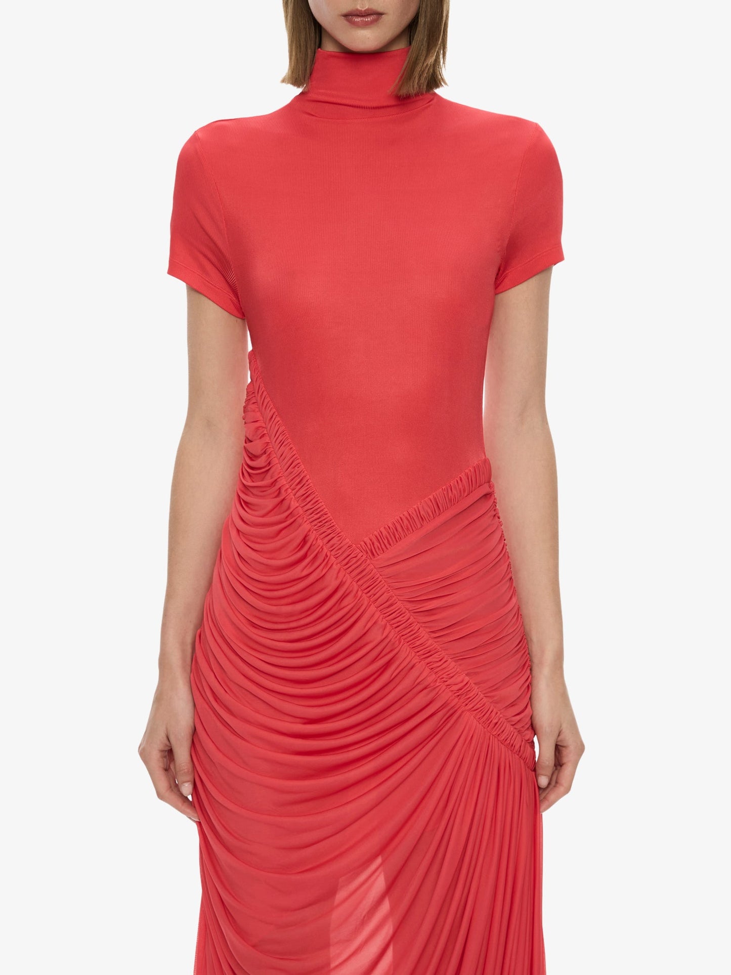 CHRISTOPHER ESBER Fusion Ruched Ripple Dress (Watermelon)