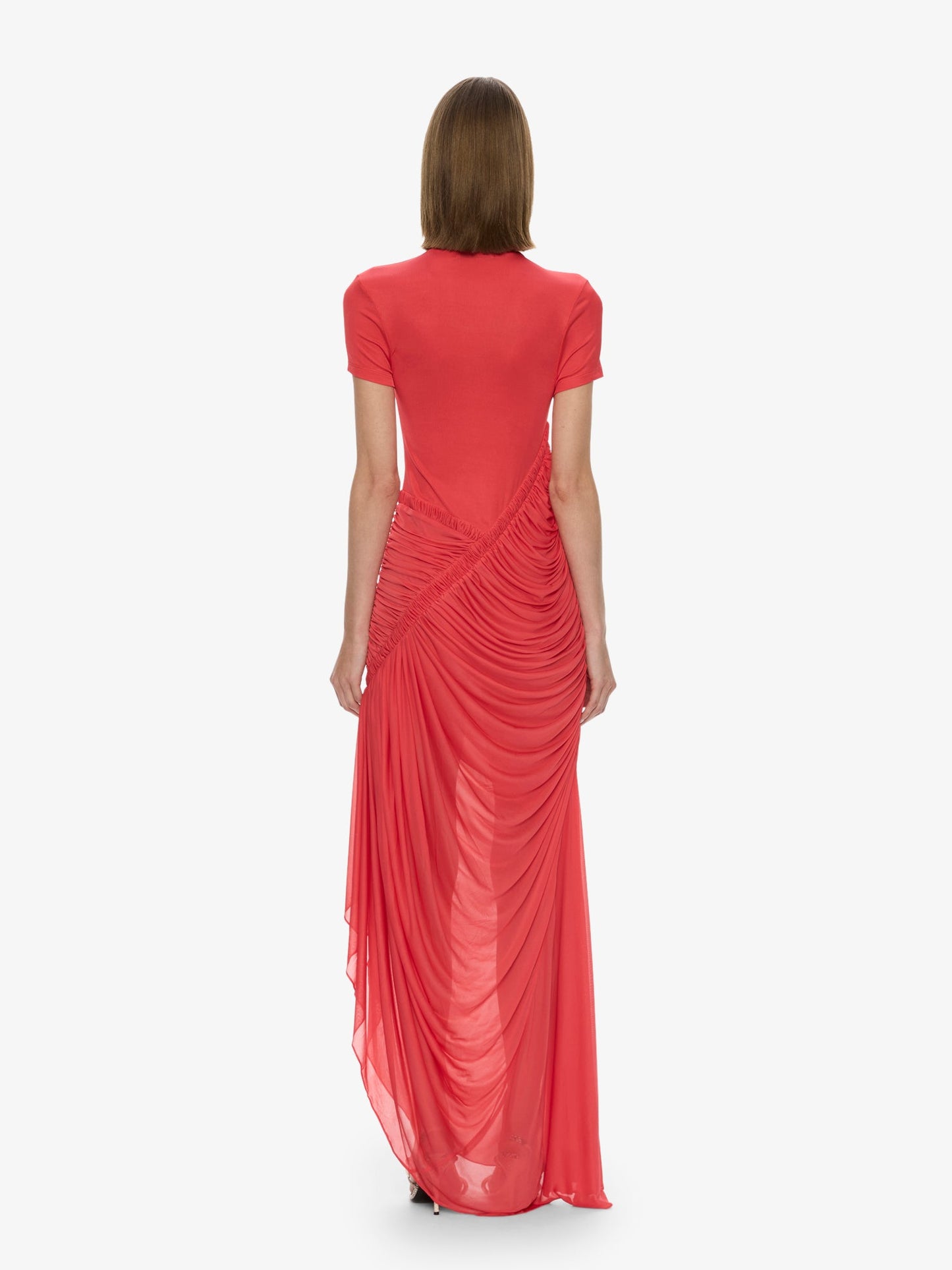CHRISTOPHER ESBER Fusion Ruched Ripple Dress (Watermelon)