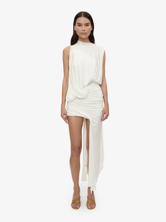 Image of Dresses. Product name - Cumulus Tucked Mini Dress in White colour by brand - CHRISTOPHER ESBER
