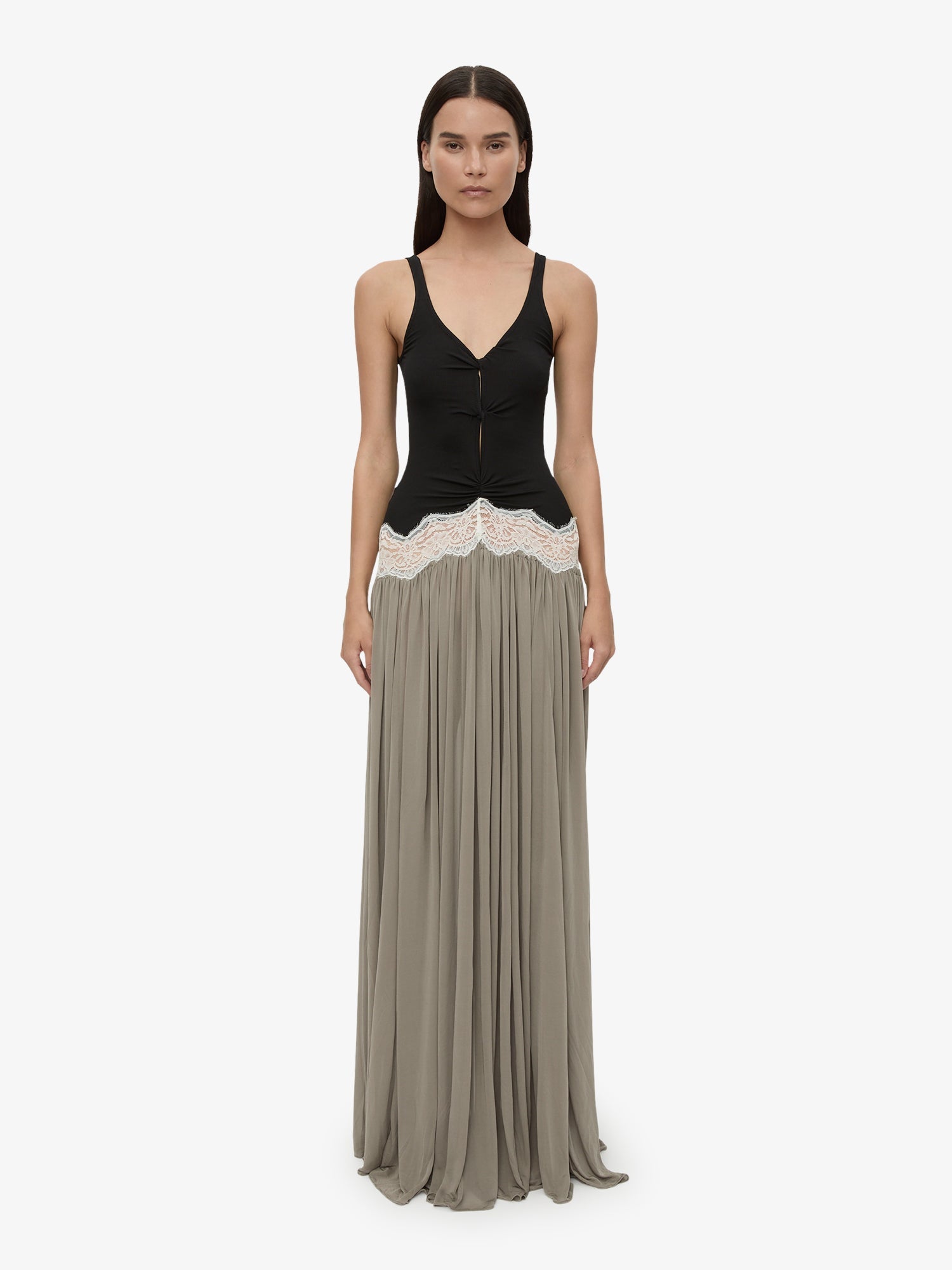 Image of Dresses. Productname: CHRISTOPHER ESBER Open Twist Verner Lace Tank Dress in Slate colour by brand - CHRISTOPHER ESBER