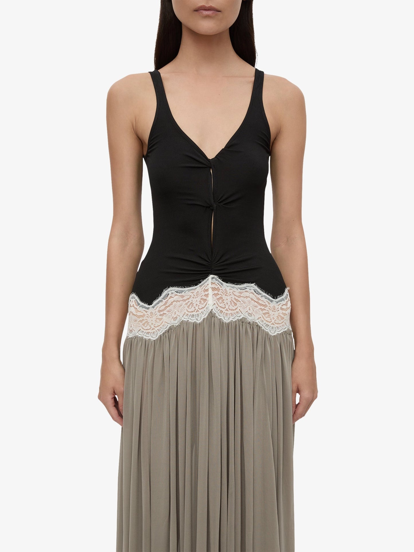 CHRISTOPHER ESBER Open Twist Verner Lace Tank Dress (Slate)