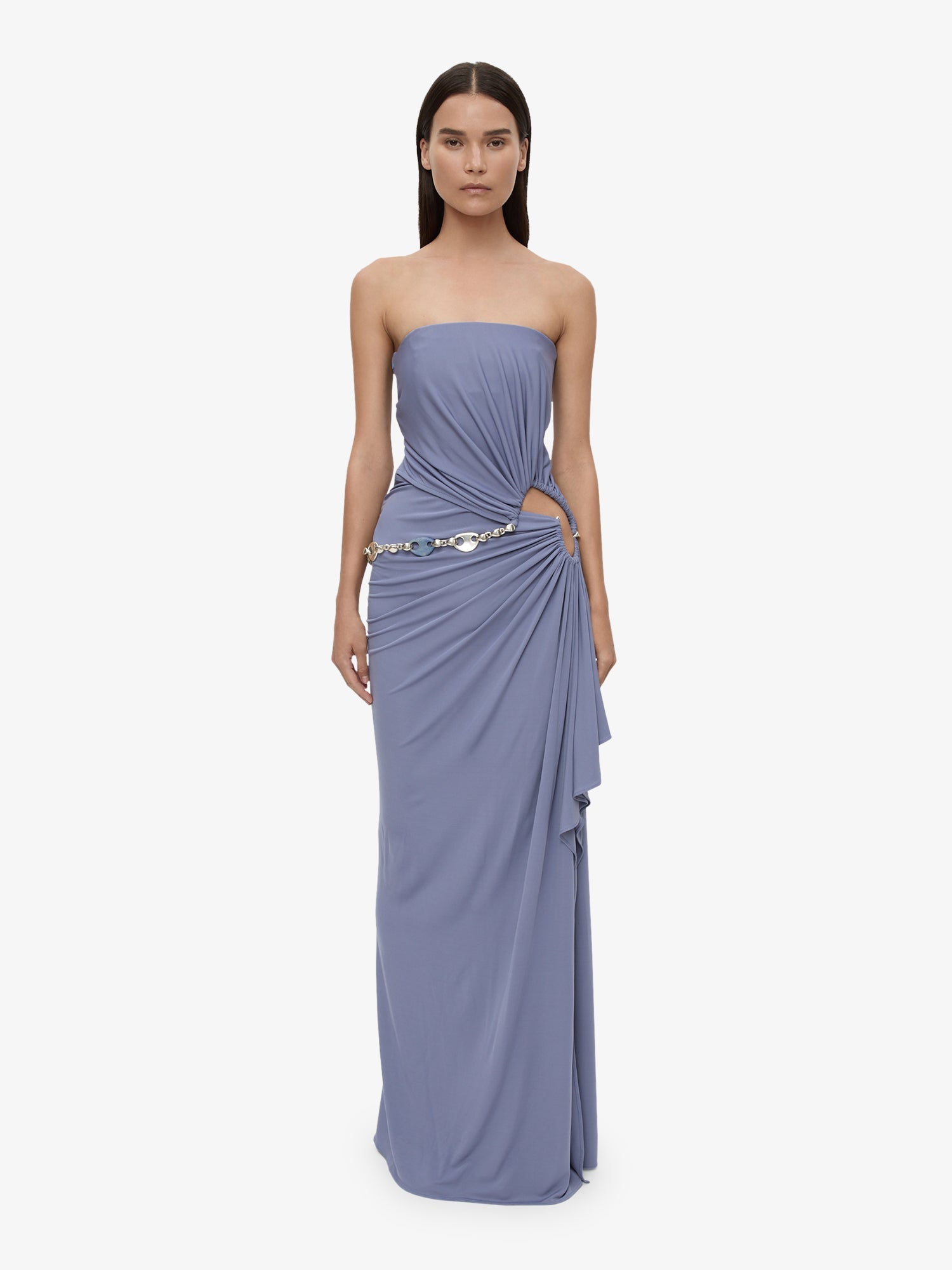 Image of Dresses. Productname: CHRISTOPHER ESBER Crystal Cable Chain Strapless Gown in Purple colour by brand - CHRISTOPHER ESBER
