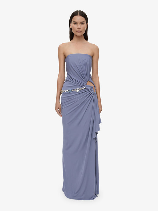 Image of Dresses. Productname: CHRISTOPHER ESBER Crystal Cable Chain Strapless Gown in Purple colour by brand - CHRISTOPHER ESBER