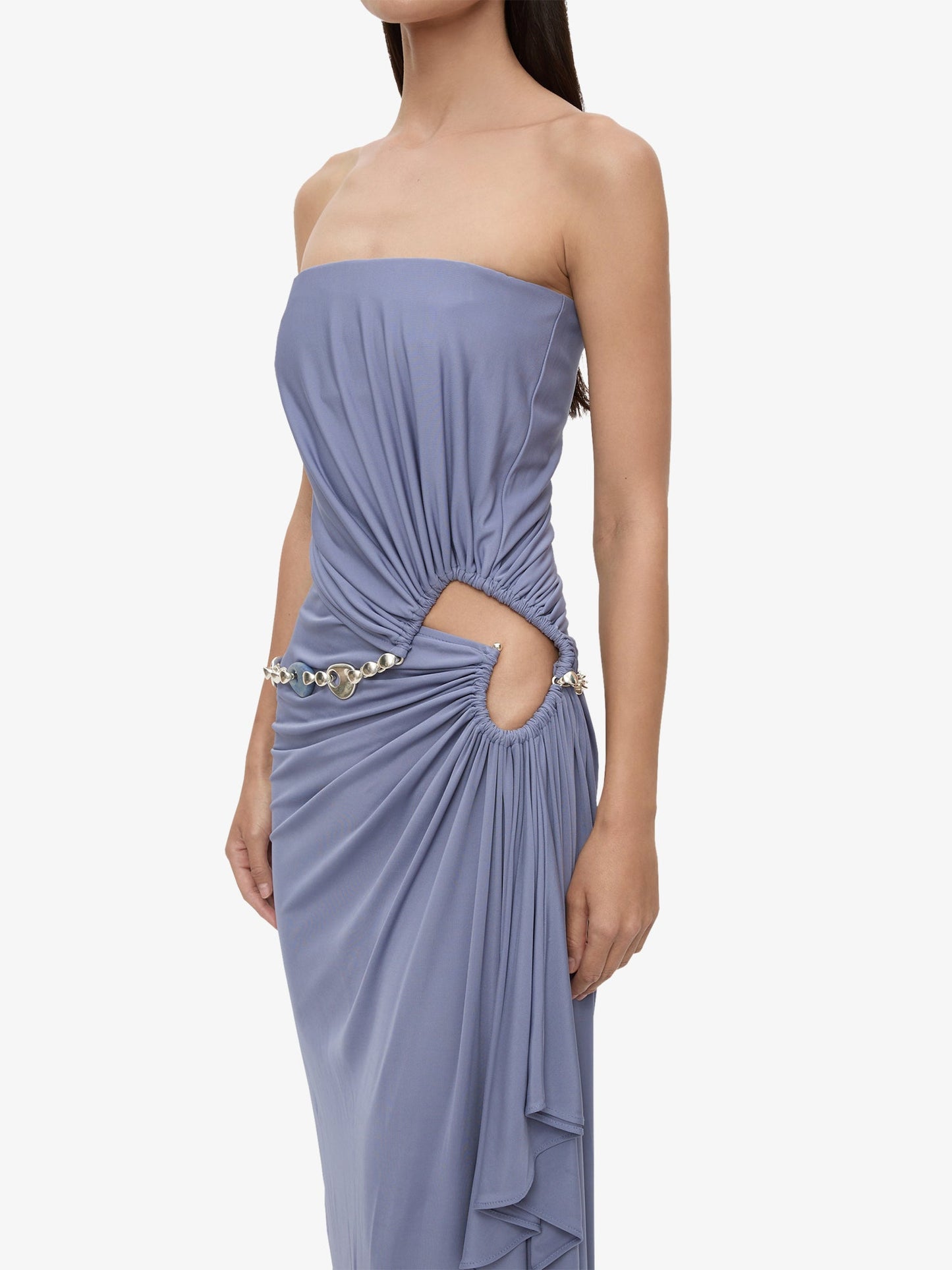 CHRISTOPHER ESBER Crystal Cable Chain Strapless Gown (Purple)