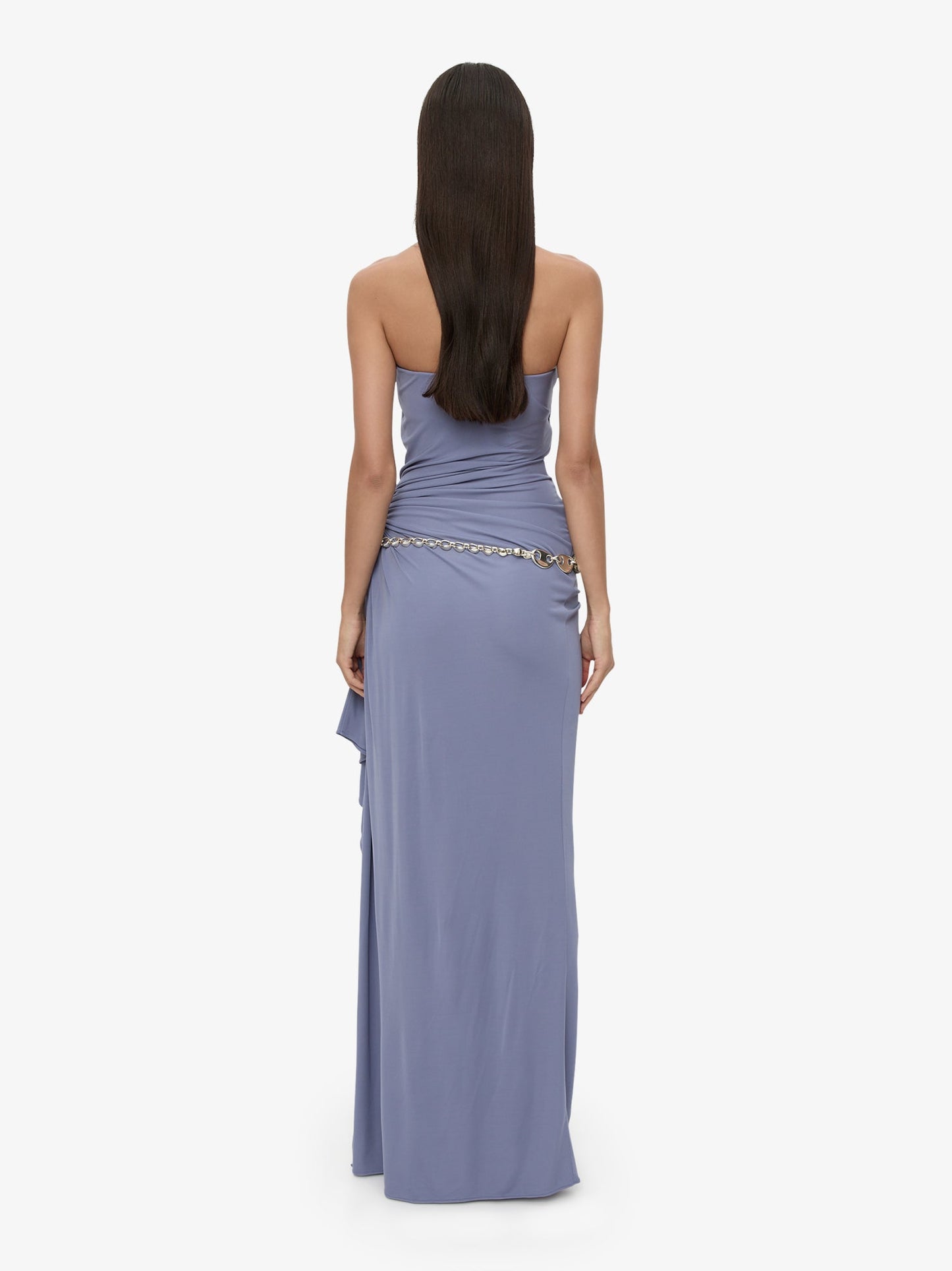 CHRISTOPHER ESBER Crystal Cable Chain Strapless Gown (Purple)