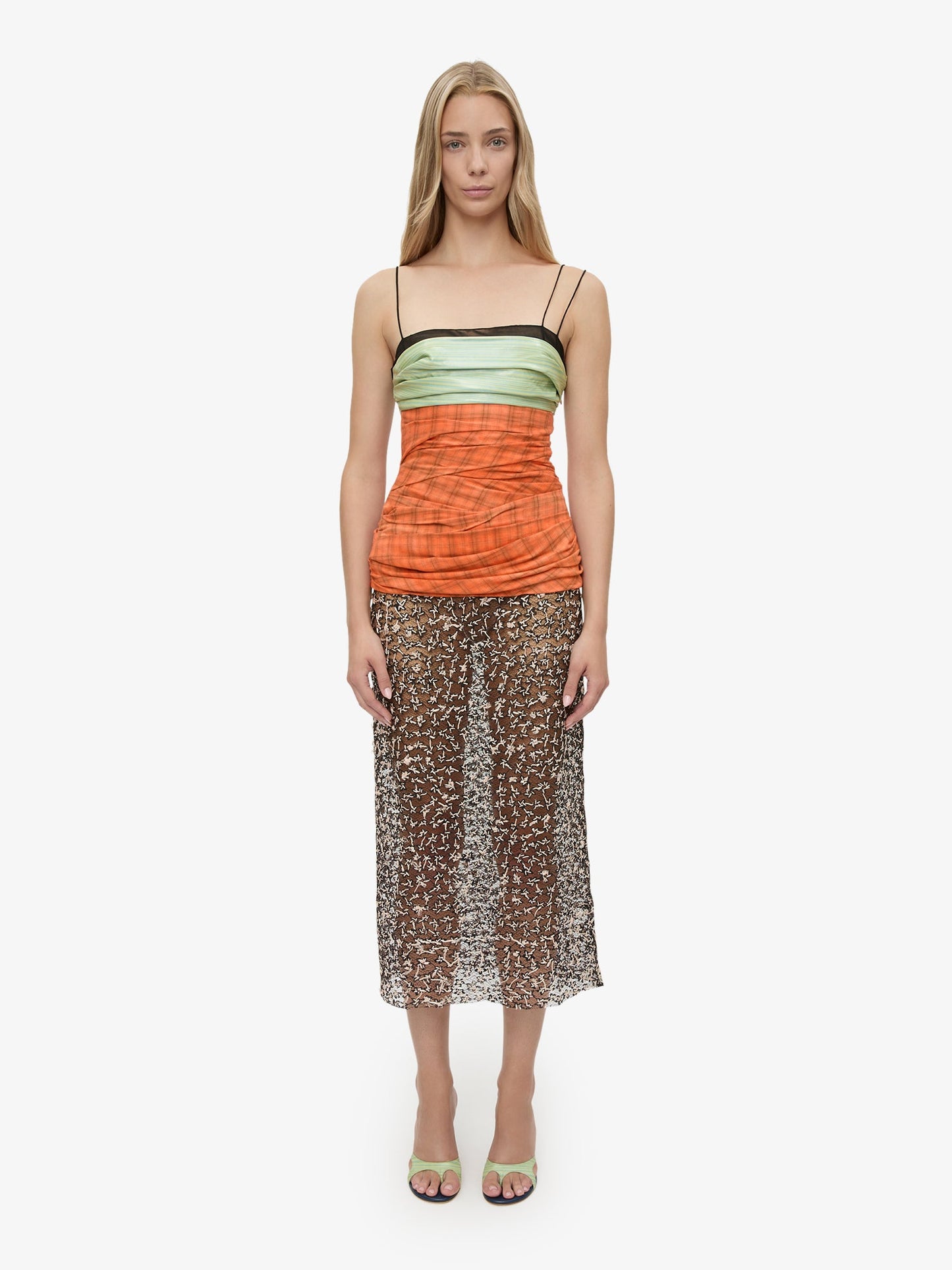 CHRISTOPHER ESBER Spliced Bustier Fragment Lace Dress (Multi)