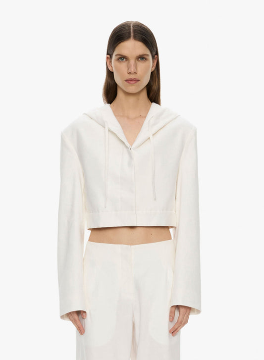 Image of Coats & Jackets. Productname: CHRISTOPHER ESBER Noa Linen Hoodie in White colour by brand - CHRISTOPHER ESBER