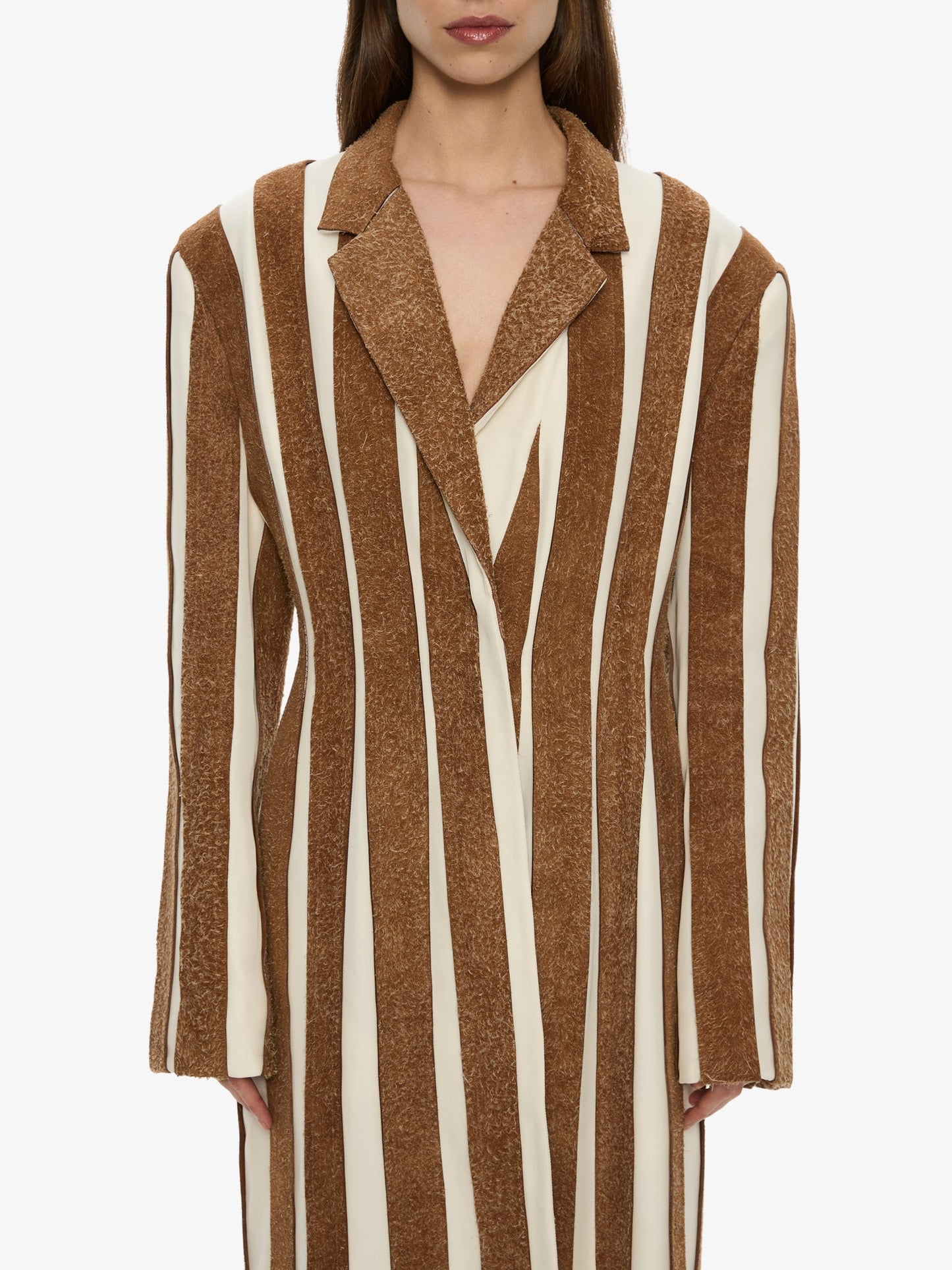 CHRISTOPHER ESBER Tropic Leather Panelled Coat (Coconut)