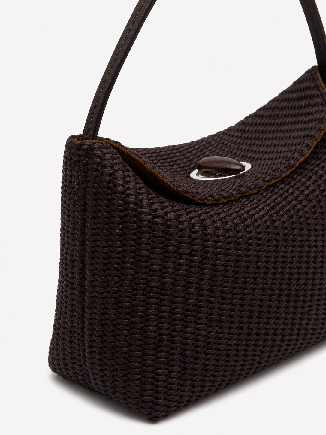 CHRISTOPHER ESBER Turnlock Raffia Mini Bag (Chocolate)