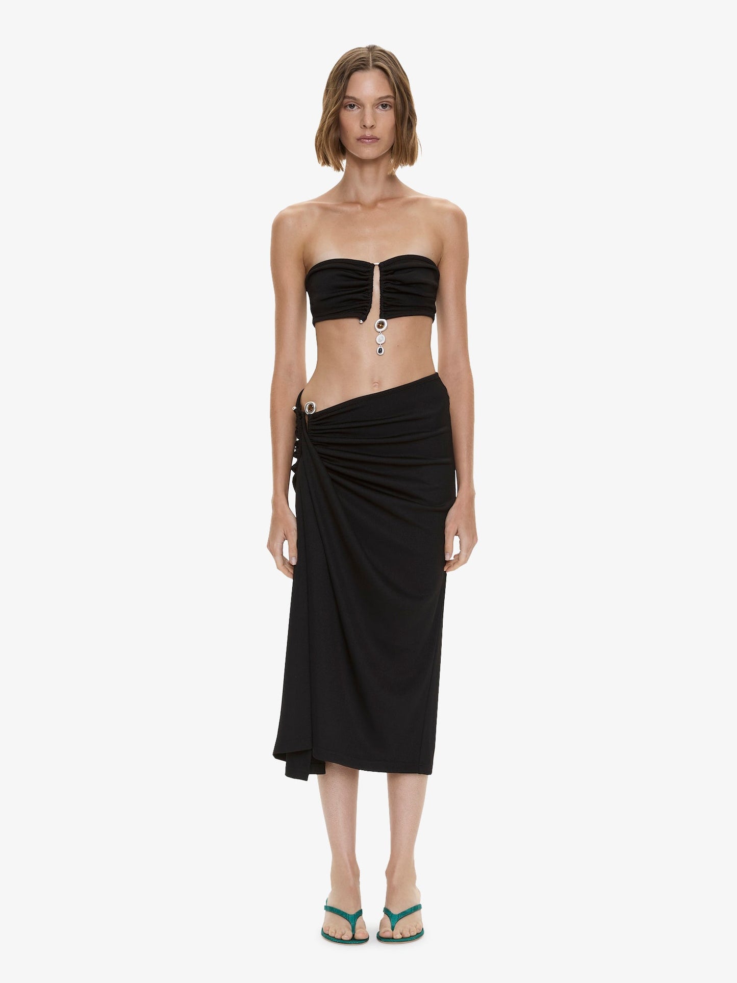 CHRISTOPHER ESBER Droplet Crystal Clasp Cascade Skirt (Black)