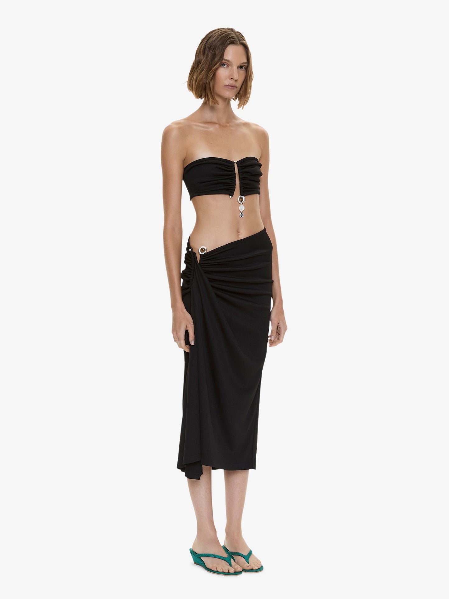 CHRISTOPHER ESBER Droplet Crystal Clasp Cascade Skirt (Black)