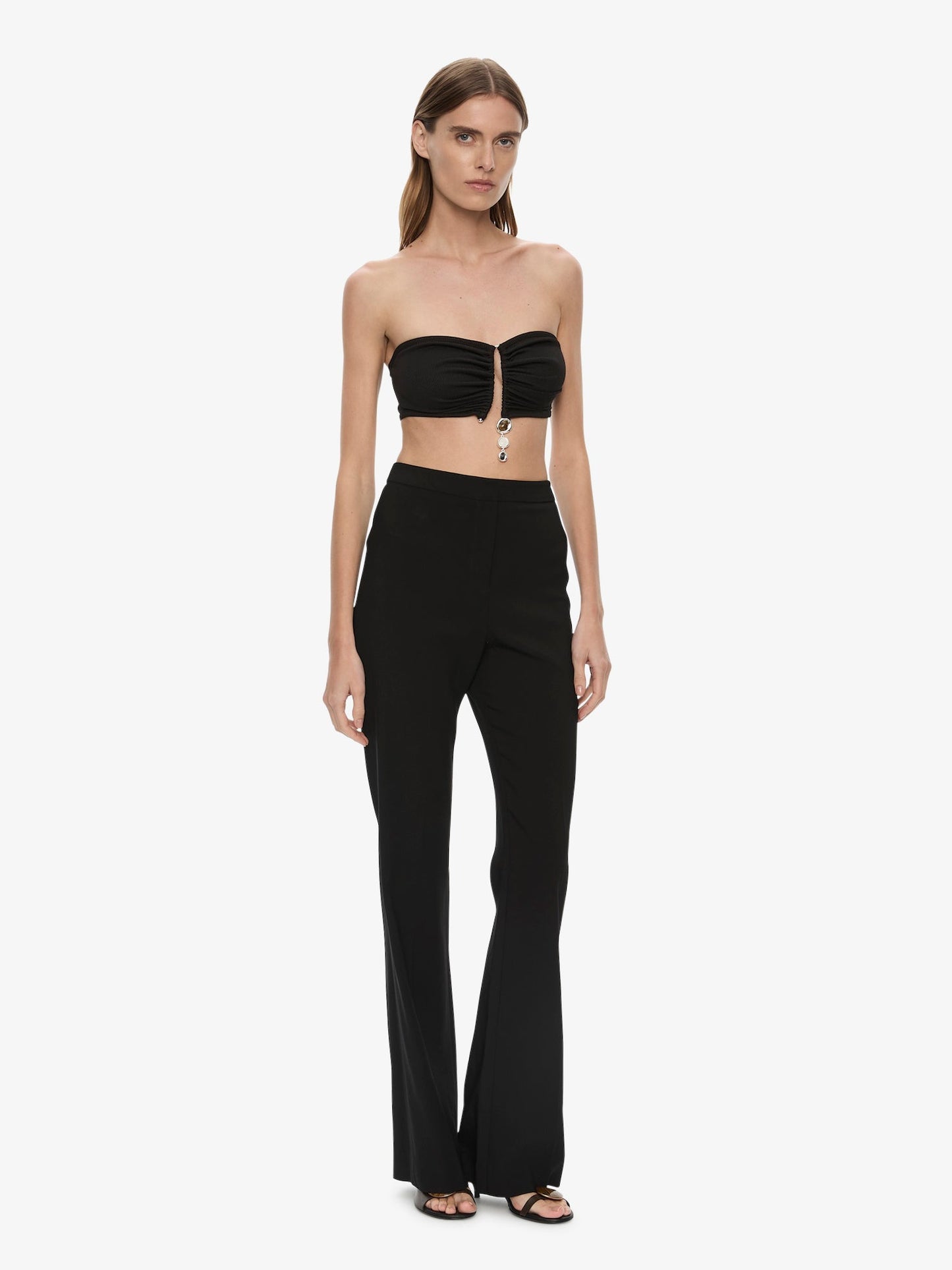 CHRISTOPHER ESBER Droplet Crystal Pendant Ruched Bandeau (Black)