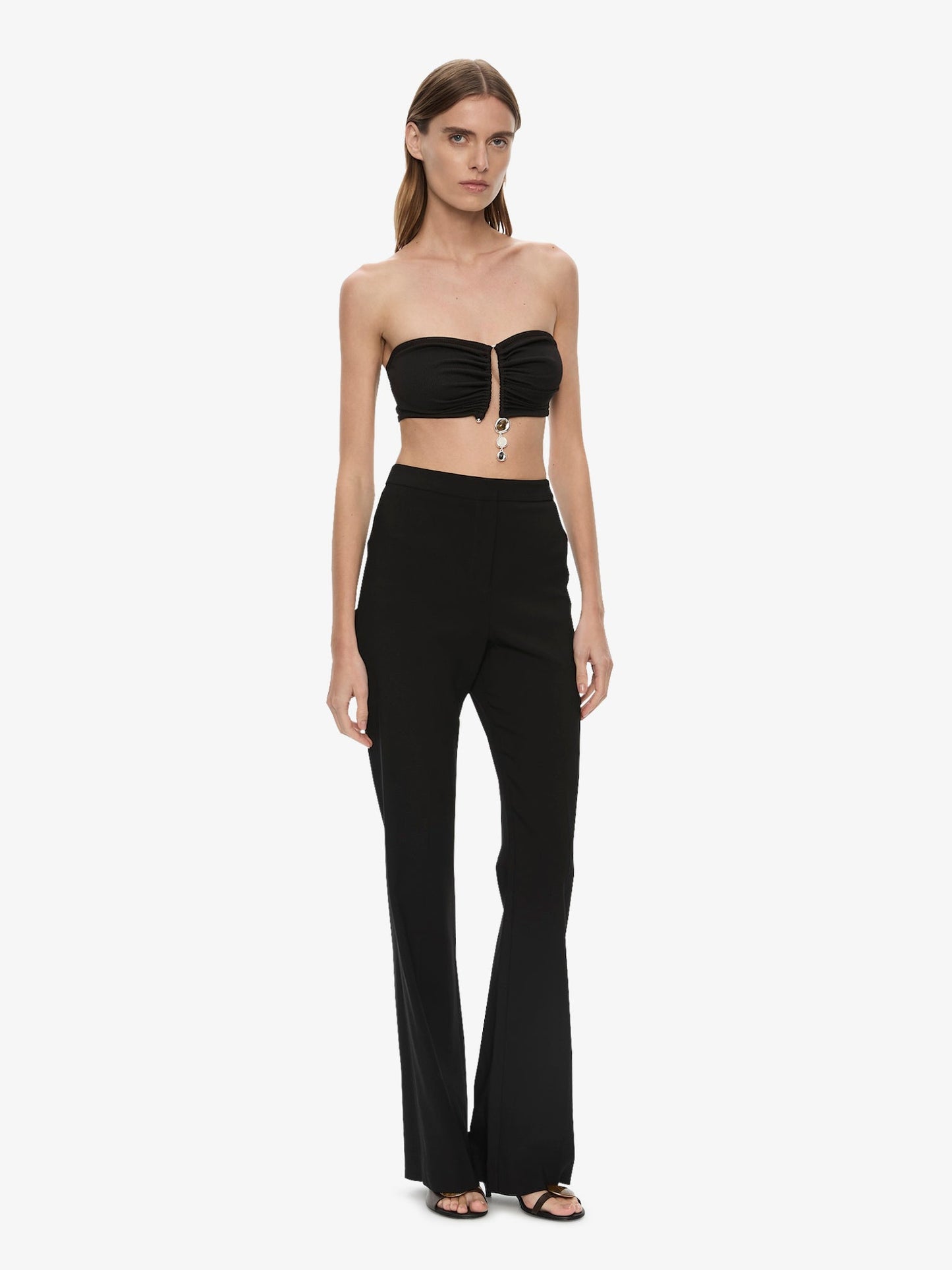 CHRISTOPHER ESBER Droplet Crystal Pendant Ruched Bandeau (Black)