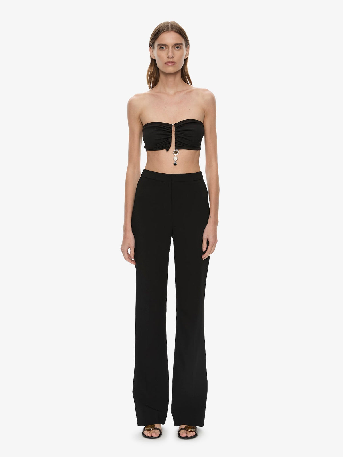 CHRISTOPHER ESBER Droplet Crystal Pendant Ruched Bandeau (Black)