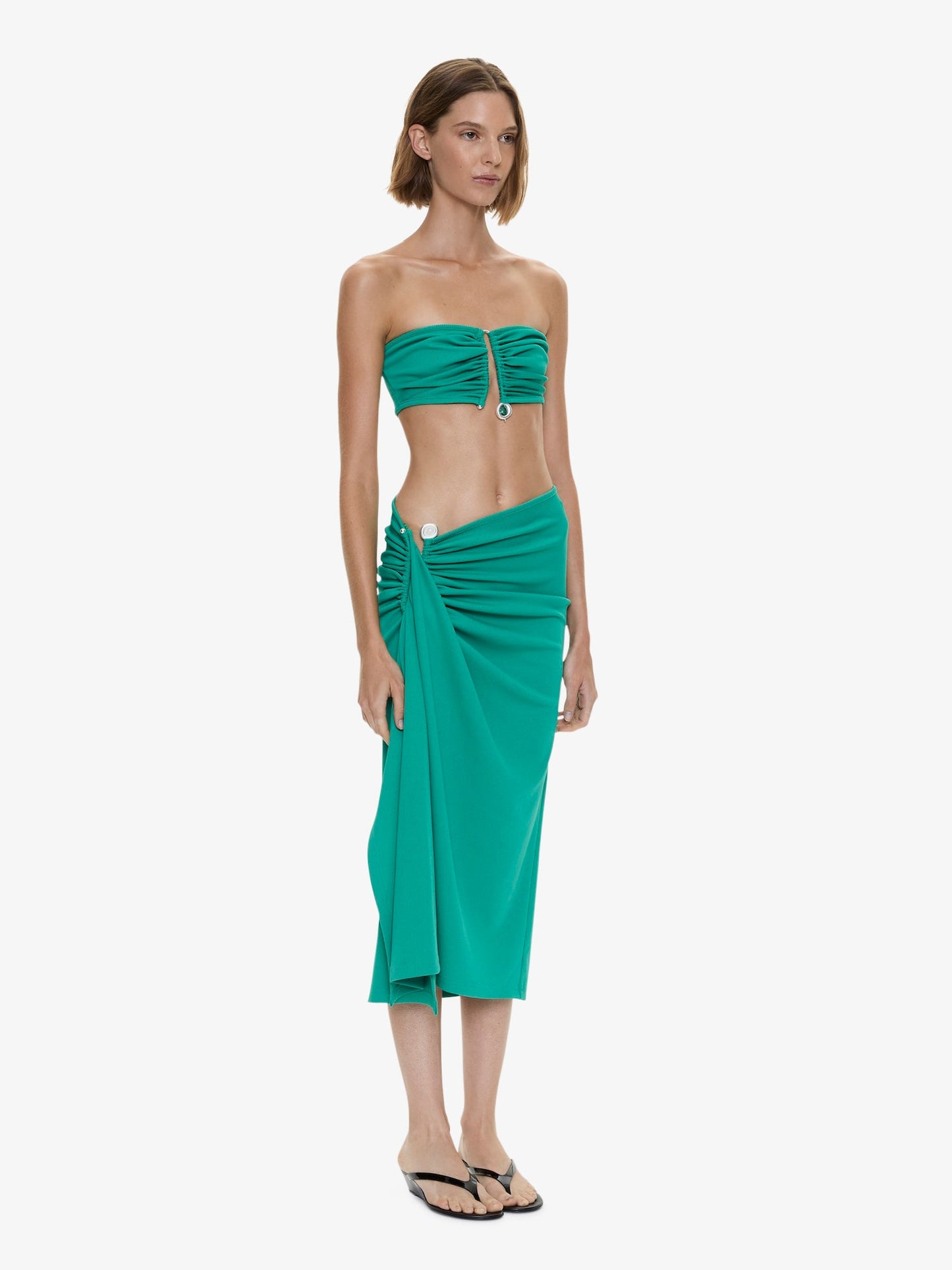 CHRISTOPHER ESBER Droplet Crystal Clasp Cascade Skirt (Malachite)