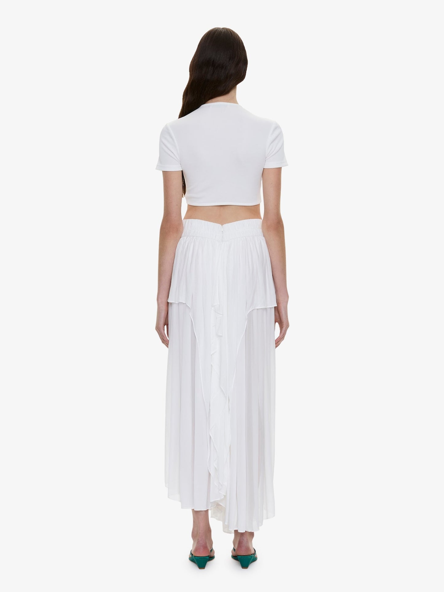 CHRISTOPHER ESBER Droplet Crystal Pendant Ruched Tee (White)