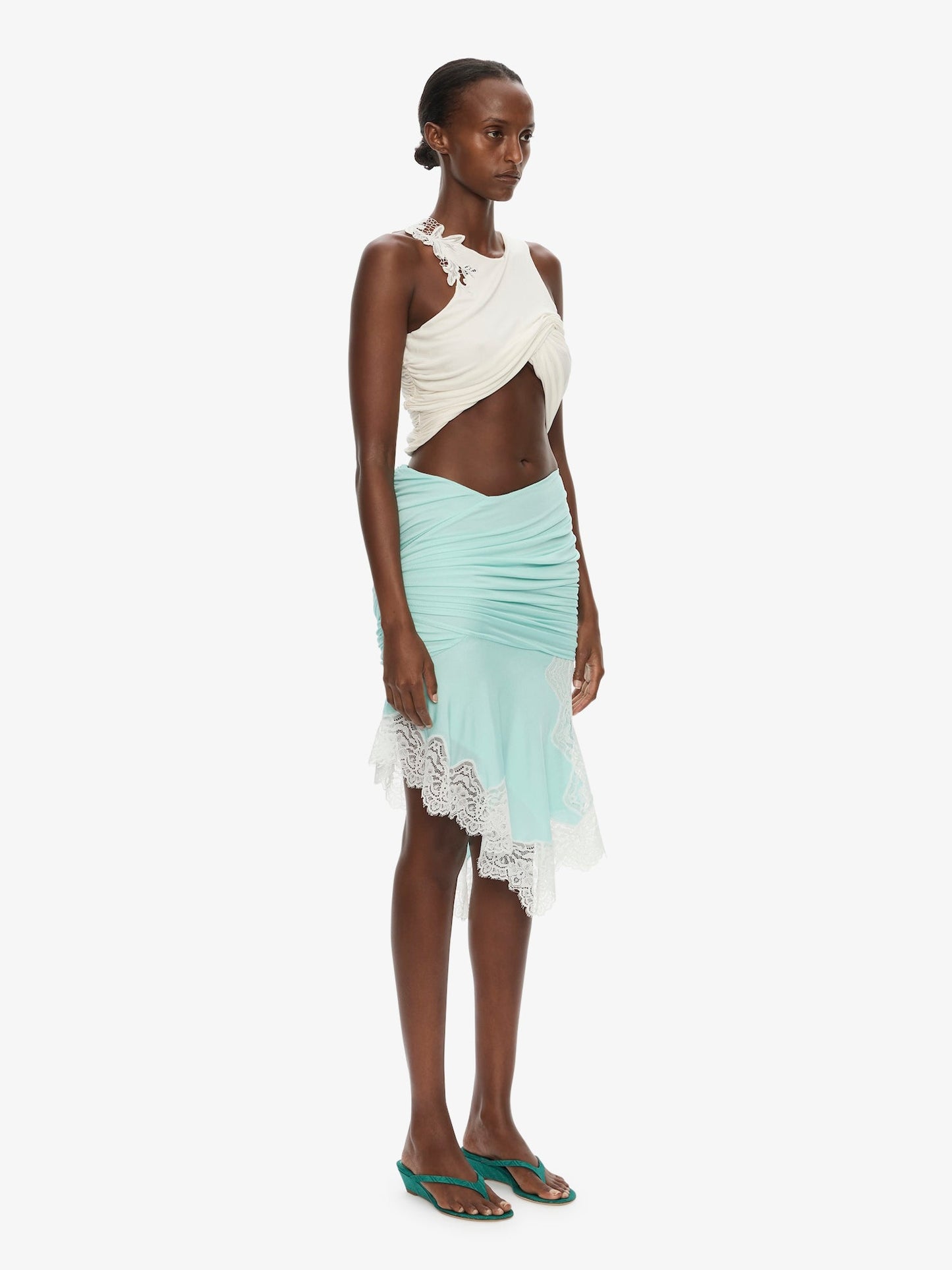CHRISTOPHER ESBER Hibiscus Embroidered Fold Up Tank (White)