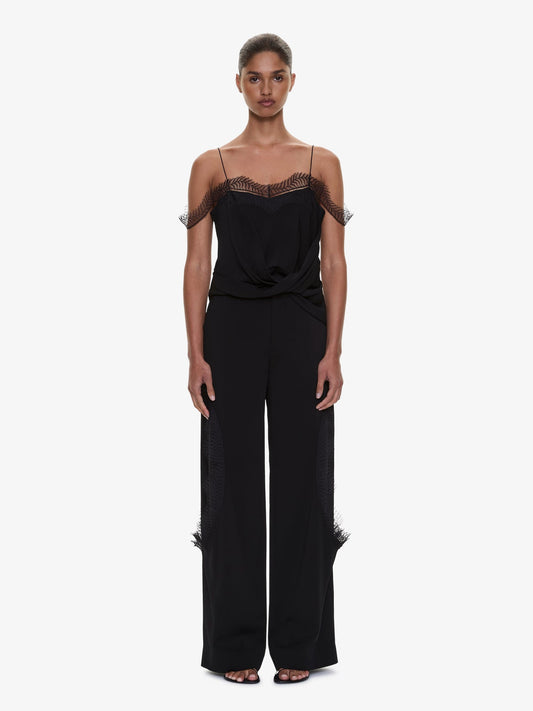 CHRISTOPHER ESBER Miro Split Lace Draped Cami (Black)