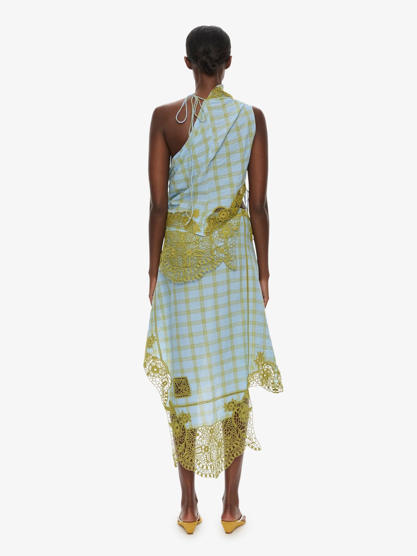CHRISTOPHER ESBER Embroidered Handkerchief Envelope Midi Skirt (Check)