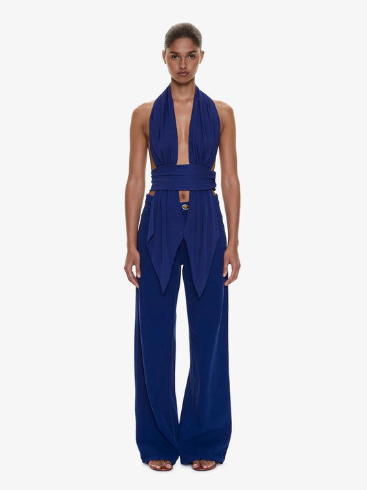Image of a model wearing Pants. Product name - Relaxed Denim Quartz Jean in Ink colour by brand - CHRISTOPHER ESBER