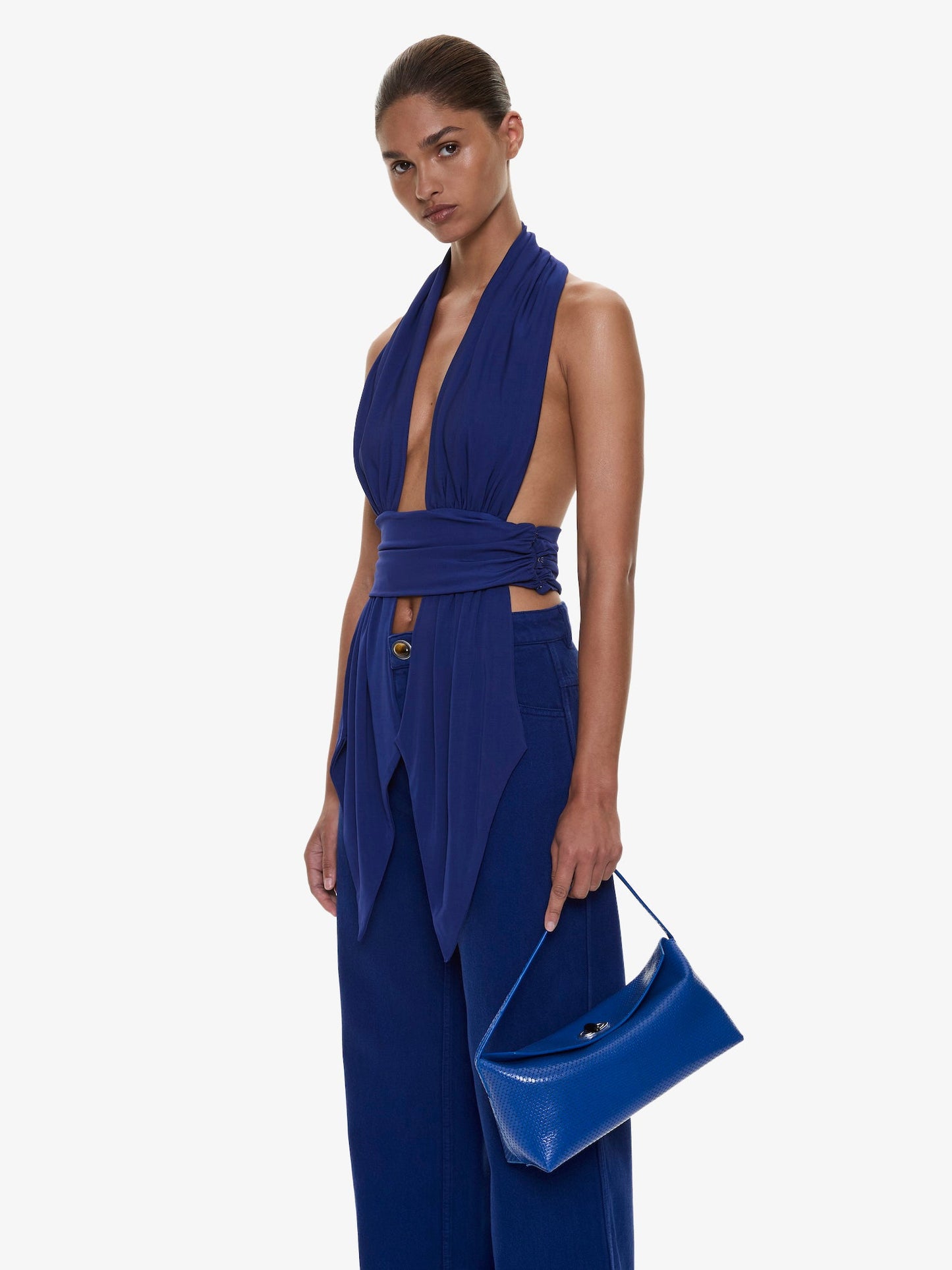 CHRISTOPHER ESBER Scarf Draped Halter Top (Ink)
